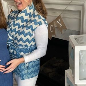 Quilted jacket vest blue quilt wrap
